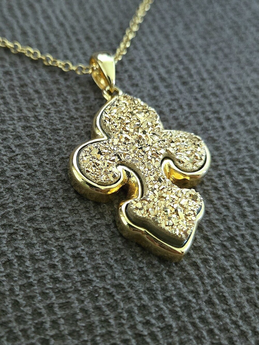 Marcia Moran Long Necklace with Druzy Fleur De Lis⚜️ Pendant - Picture 14 of 16